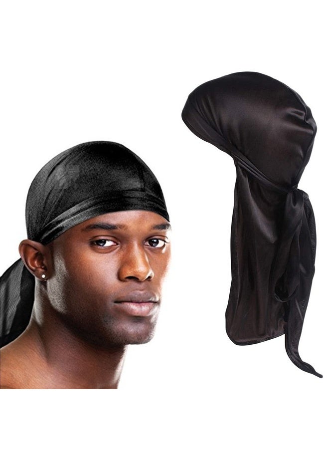 مجموعة من 4 قطع من أغطية الرأس الحريرية للرجال والنساء، بتصميم مموج 360 درجة، عبوة من أغطية الرأس الحريرية، أغطية رأس حريرية من الساتان ذات أطراف طويلة للغاية - Image 5